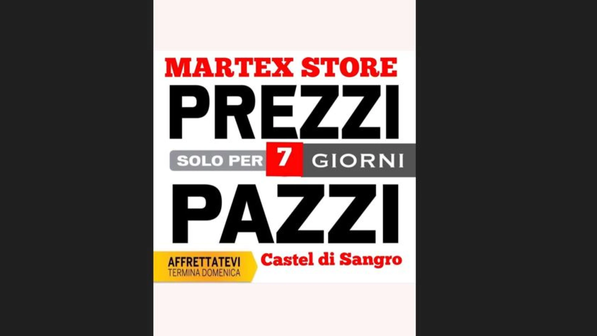 Castel Di Sangro: sette giorni di prezzi pazzi a Martex Store Biancheria. Offerte fino a domenica.